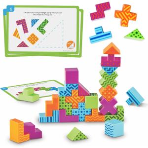 Learning Resources STEM Explorers Brainometry - 3d Puzzle, Brain Games, Brainteaser, Building Logic Toys, Gifts For Boys and Girls, Fine Motor Skills , Pattern Blocks, Math Manipulatives