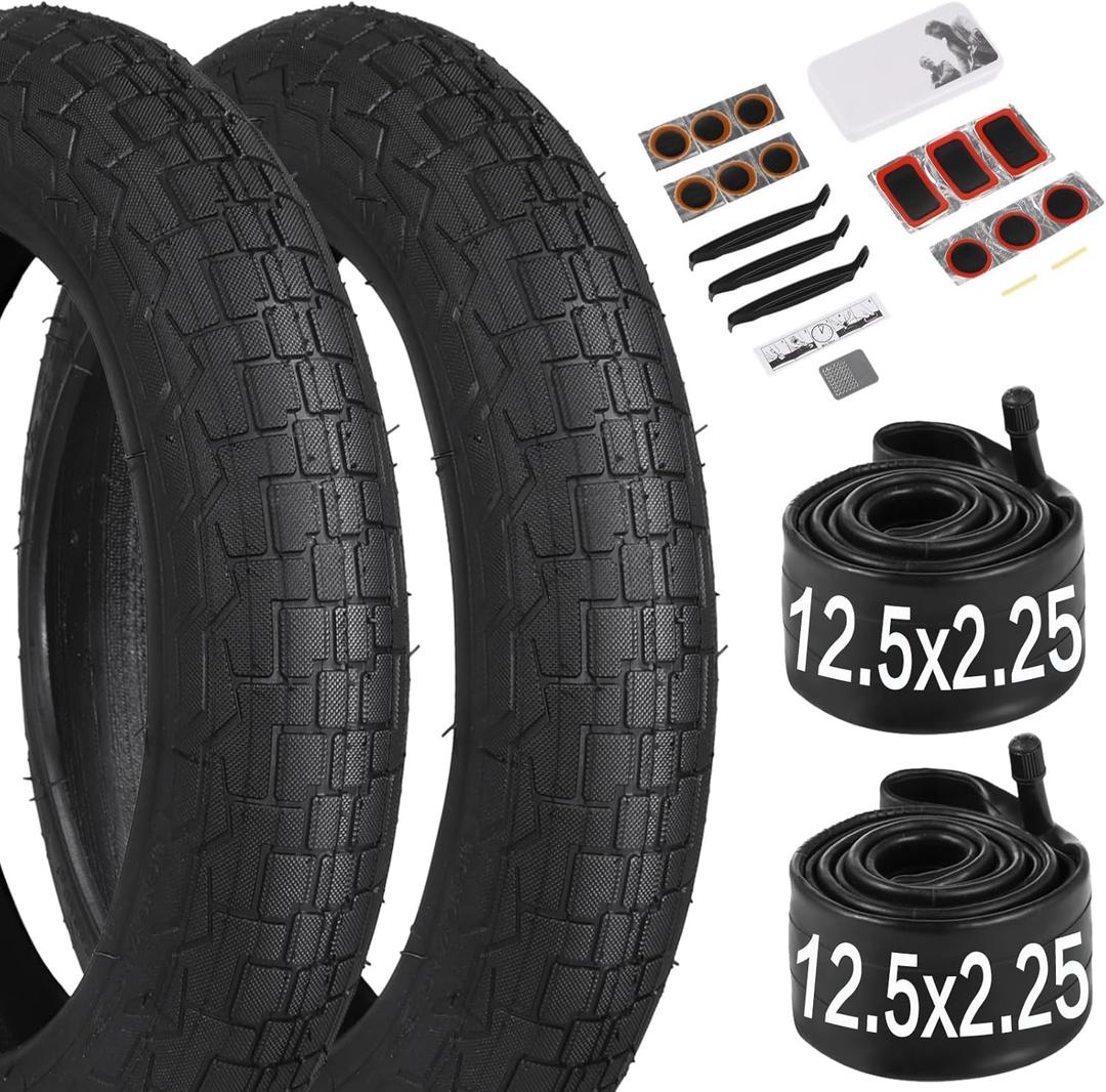 yeesport 12 1/2 x 2 1/4 Tire, 2 Pack 12.5" Kid Bike Tire & 12.5x2.25 Inner Tube, 12.5" Heavy Duty Bike Tubes Schrader Valve With Repair Kit,12 X2  (62-203) Electric Scooter Tires MTB Tires