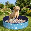 47in Large Dog Ball Pit Foldable Pet Playpen Ball Pool for Dogs, Puppies and Cats, Indoor Outdoor Playpen (Balls Not Included) (Blue)