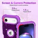 LONTECT for iPhone Air Case Glitter Sparkly Bling 3 in 1 Shockproof Heavy Duty Hybrid Sturdy High Impact Protective Cover Case for Apple iPhone 17 Air 6.5 inch 2025,Violet