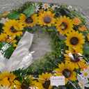 Front Door Wreath Sunflowers and Daisies, 20" Spring Wreaths for Front Door, Wreaths for Front Door w/Long Door Hook, Optional Reversible Welcome and Blessed Sign Spring Wreath, Front Door Decor