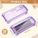 Gueevin 24 Pcs Large Capacity Plastic Pencil Box Clear Plastic Pencil Case Crayon Box with Snap Tight Lid Watercolor Pen Storage Brush Organizer Drawing Tools Container (Dark)