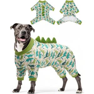 CuteBone Dinosaur Costume Dog Pajamas, Stretchy Spandex Crystal Velvet Sleepwear Coat for Small Dogs, Soft & Warm Pet Outfit Clothes for Cold Weather, Cozy Pullover Design COSP05XXL