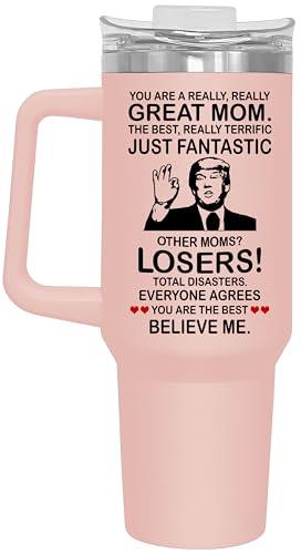 Christmas Gifts for Mom from Daughter, Son, Kids - Great Mom Coffee Tumbler on Birthday, Christmas, Durable Stainless Steel, Insulated for Hot or Cold Drinks, Ideal Gift for Mothers 40oz, Pink