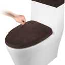 Toilet Lid Cover and Toilet Tank Cover Stretch Toilet Covers Set for Bathroom, Polyester Spandex Jacquard Fabric, Machine Washable, with Elastic Bottom, Coffee