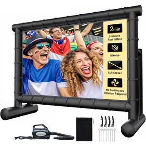 Pipishell 14ft Inflatable Projector Screen, Airtight Outdoor Movie Screen with 650W Air Pump, Upgraded Portable Projector Screen with 2-Minute Fast Inflation, No Need to Keep Inflating, PIPJN14B