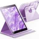 INFILAND Rotating Case for iPad 9th Generation (2021) / 8th Generation (2020) / 7th Generation (2019) 10.2 Inch 360 Rotating Cute Glitter Cover with Crystal Clear Back, Pencil Holder (Light Purple)
