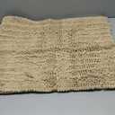 Bathroom Rug Mat, Non Slip and Super Absorbent Bath Mat, Machine Washable Quick Dry, Ultra Plush Chenille Shower Rugs for Bathroom Floor Sink Tub and Shower Outside, Beige, 46 x 17