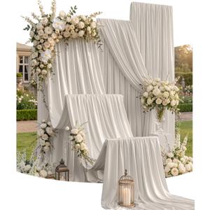 50ft x 20ft Beige Ceiling Drapes Curtains 10-Pack for Wedding Party