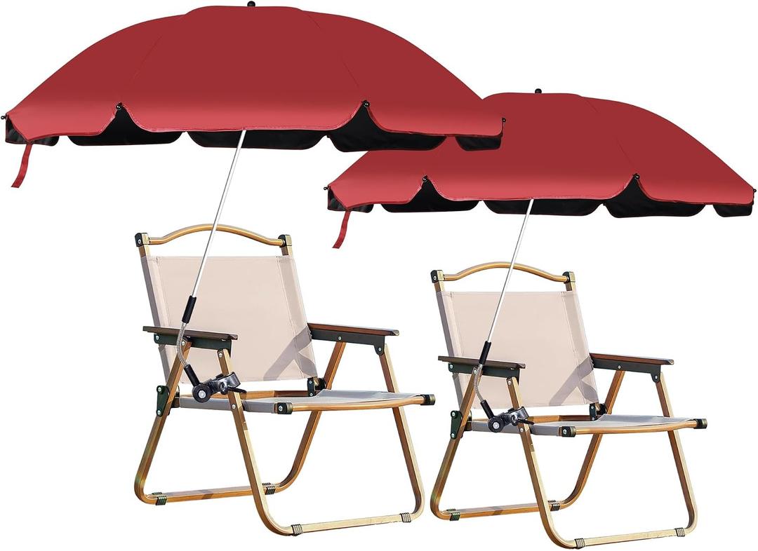 Blissun Beach Umbrella with Clamp, Adjustable Umbrellas for Chair, UPF50+ Sun Shade Umbrella for Beach Chair, Wheelchair, Camping Chair, Patio Chair, Golf Carts (Chair Not Included)