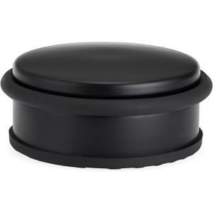 Sumnacon Heavy Duty Floor Door Stopper No Drill, Durability Stainless Steel Door Stops with Anti-Skid Rubber - Contemporary Decorative Safety Doorstop for Home Office Commercial Industrial, Black (4.1X1.7 Inch)