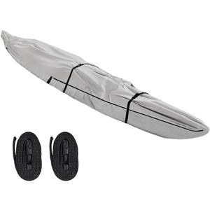 Fade and Tear Resistant Trailerable Cover with Waterproof Zipper, 600D Marine Grade Heavy-Duty Waterproof Canoe Cover Fit for 14ft Kayak, Indoor/Outdoor Storage, Gray