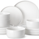 MALACASA 12 Pieces Porcelain Dinnerware Set, Modern White Dish Set for 4, Premium Serving Plates and Bowls Sets, Chip and Scratch Resistant Dishware Sets Kitchen Dishes Dining Ware Set, Series LEAH