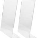 OSALADI 2pcs Acrylic Menu Display Stand Sign Holder for Price Tags Qr Codes Menus Tabletop Holder for Classroom Office Retail Use Vertical 7.25"x5"