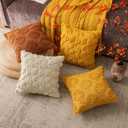 Beige Fall Tree Throw Pillow Covers 20x20 Set of 2, Fluffy Soft Faux Fur Decorative Autumn Pillow Cases with Embroidered Pattern for Couch Sofa Harvest Boho Accent Holiday Decor