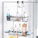 Aitatty Hanging Shower Caddy Over Door: Silver Rustproof Shower Organizer over the Door - No Drilling Bathroom Rack for Inside Shower