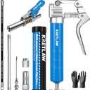 KRETLAW Mini Grease Gun (3000PSI) with 3oz Cartridge Grease and 12'' Flex Hose, Grease Gun Coupler, Grease Injector Needles, Marine