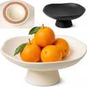 Modern Concrete Fruit Bowl for Kitchen Counter  Cream White Decorative Pedestal Bowl, 11.2 Wide Minimalist Fruit Tray for Home Dcor, Table Decor, Entryway Key Bowl