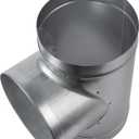 90 Degree 8 x 8 x 8 Inch T Shape Duct Splitter - Metal 3 Way Fitting Adapter - Galvanized Steel - Round Duct Hose Dryer Connector - for Home or Industrial HVAC Ventilation - Branch 8 Inch