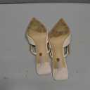 Jeesay Women's Pointed Toe Stilettos Mules Heels Pumps Slip on Gold Chains Mary Jane Dress Heels Sandals (US 9, Ivory)