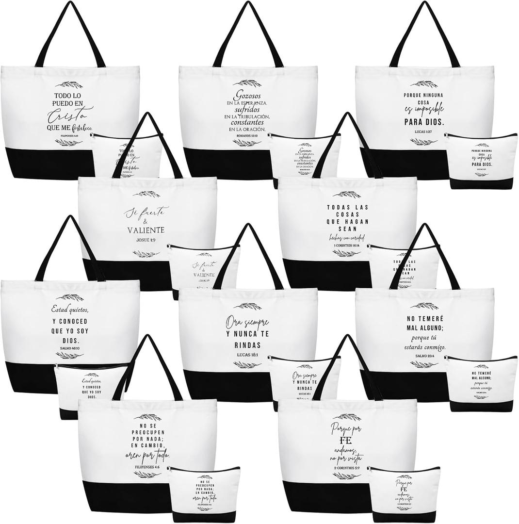 Abbylike 20 Pcs Christian Women Gift Bags Faith Inspirational Tote Bag Religious Makeup Bag Gifts for Wife Mom Grandma