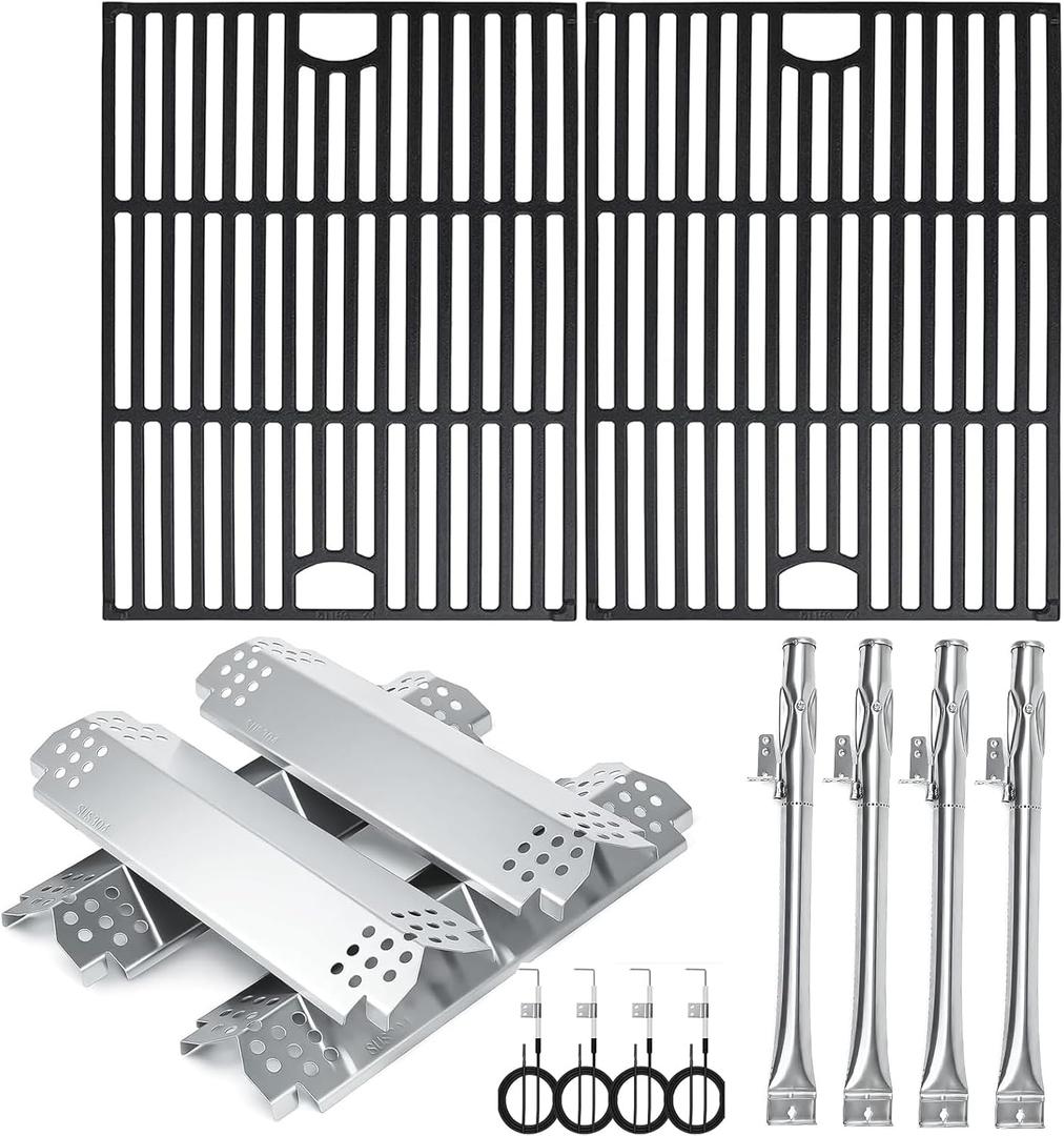 Hisencn Grill Replacement Parts for Nexgrill 4 Burner 720-0830H, 720-0783E, for Nexgrill 720-0888N, 720-0888, 17'' Cast Iron Grill Grates for Nexgrill Replacement Parts 5 Burner