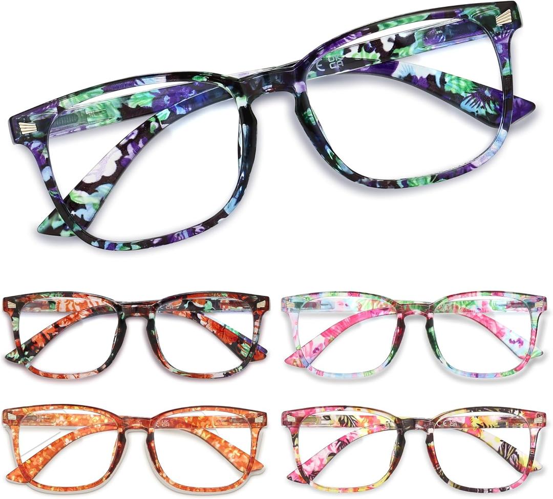 CCVOO Reading Glasses for Women, Eyeglasses, Blue Light Readers for Women, Computer Eye Glasses, Cheaters (Marble Flora)
