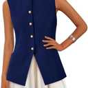 PRETTYGARDEN Blazer Vest Tops for Women Sleeveless Button Down Business Casual Outfits Work Suit Vests Waistcoat M