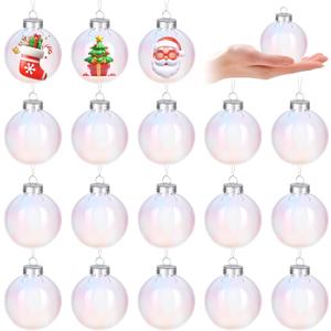 Aneco 30 Pcs Christmas Iridescent Ornaments Balls, 3.1 Inch Plastic Clear Ball with Fishing Line, Hanging Fillable Balls Ornament for Crafts DIY Xmas Tree Decor
