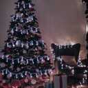 WILLBOND 33Ft White Christmas Tree Lights Indoor 80 LED Teardrop Ornaments Flashing Twinkle Outdoor String Light Battery Operated Clear Crystal Glass Ornaments for Winter Holiday Party Decor