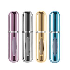 Yamadura Portable Mini Refillable Atomizer Perfume Bottle, 5ml Refillable Atomizer Perfume Spray, Scent Pump Case for Traveling and Outgoing (4 Pack) (Pink, Gold, Blue, Silver)