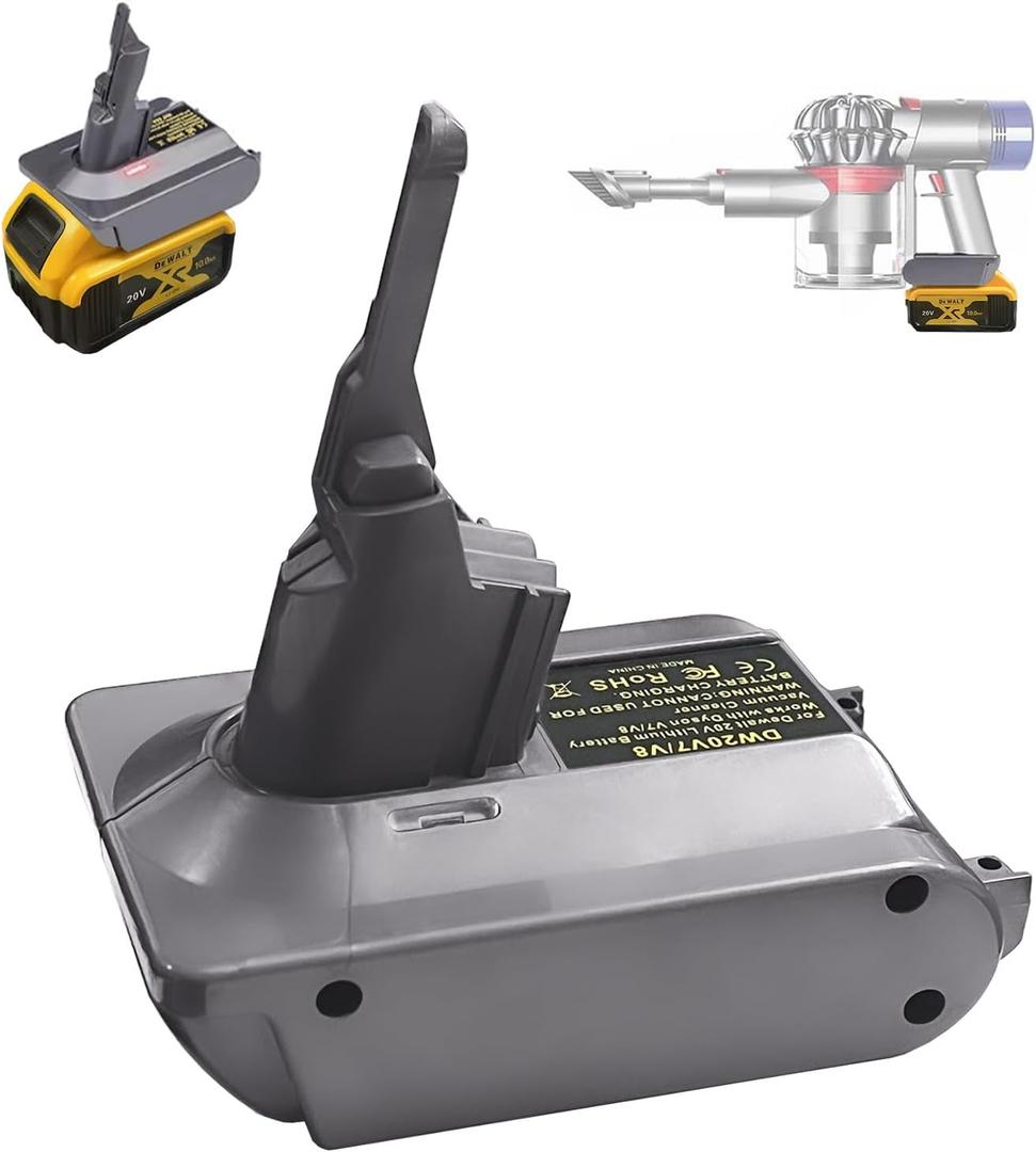 XLX for Dyson V7 V8 Battery Adapter for Dewalt 20V Lithium Convert to for Dyson V7 V8 Animal Fluffy Motorhead Handheld Vacuum Converter Not Battery, Just The Dewalt 20V Adapter