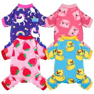 4 Pack Dog Pajamas Soft Lightweight Dog Recovery Suit Onesie Clothes for Small Medium Pet Boys Girls Dogs Cats (XXL (Back: 16",Chest: 21.5", Neck: 12.5"), Unicorn, Pig, Strawberry, Duck) XXl