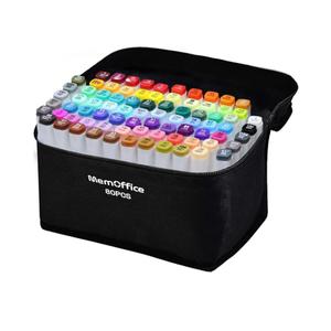 MemOffice Alcohol Markers, 80 Vibrant Colors Dual Tip Art Markers for Coloring, Drawing, Sketching, Broad & Fine, Seamless Blending, Quick Dry, for Adults & Beginners