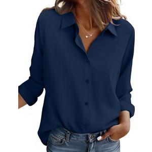 ZEAGOO Button Down Shirt for Women Long Sleeve Blouses Floral Printed Tops Business Casual Work Outfits S-XXL (XL)