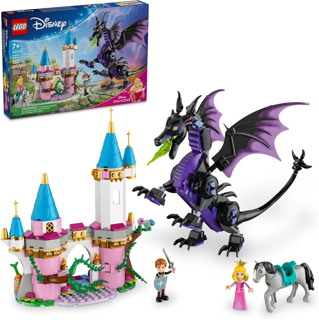 LEGO Disney Princess Maleficents Dragon Form Building Set for Kids and Sleeping Beauty Fans, Disney Princess Figure, Castle Toy, Fun Gift Idea for Girls and Boys Ages 7 Plus Who Love Aurora, 43240