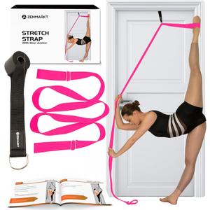 Stretching Strap With Door Anchor - Stretching Equipment to Improve Legs Flexibility - Splits Trainer For Home Ideal In Ballet, Dance, Cheerleading, Taekwondo, Yoga, Pole Dancing & Gymnastics (Pink)