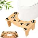 MYLIFESION Toilet Stool for Bathroom, 7 Inch Foldable Potty Stool for Pooping, Bamboo Squatting Potty Stools for Adults, Kids and Seniors, Non-Slip