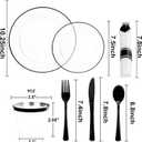 SUT 350 Pcs Black and Clear Plastic Dinnerware Set for 50 Guests, Include: 50 Dinner Plates, 50 Dessert Plates, 50 Pre Rolled Napkins With Silverware, 50 Cups, Disposable Plates for Party