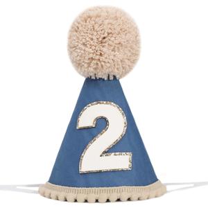 Simple 2nd Birthday Hat - Second Cone Hat,Two Years Old Decor Photo Props,Party Crown Outfit for Girls/Boys
