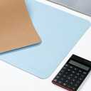 RENMTURE Dual-Sided Large Desk Pad, Faux Leather Natural Cork Mouse pad, Desk Accessories Protector, for Office and Home Work (Light Blue, 23.6" x 13.7")