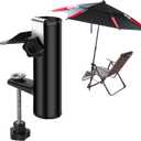 Outdoor Patio Umbrella Clamp Umbrella Clip Umbrella Stand Holder Patio Umbrella Stand for Beach Courtyard Balcony Deck Bleachers Boats, black