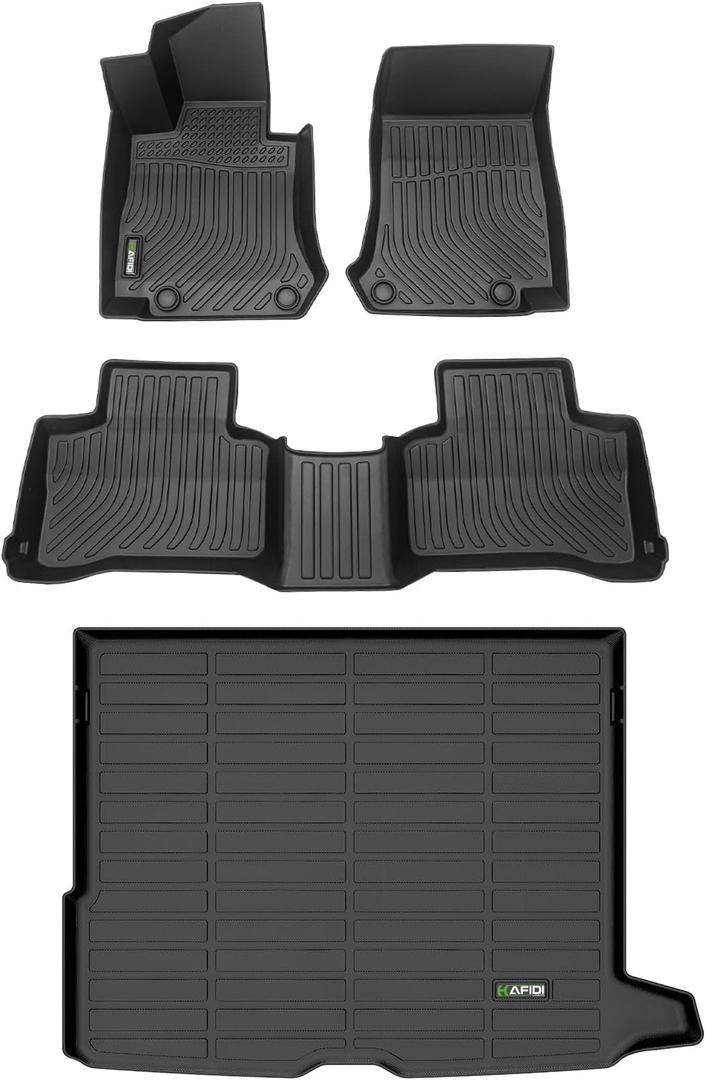 HAFIDI Floor Mats & Cargo Liner Set Fit for 2016-2022 Mercedes Benz GLC& GLC 250& GLC 300& GLC 350e (Not for Coupe) All Weather TPE Anti-Slip Full Set Floor Liners Custom Accessories - Black