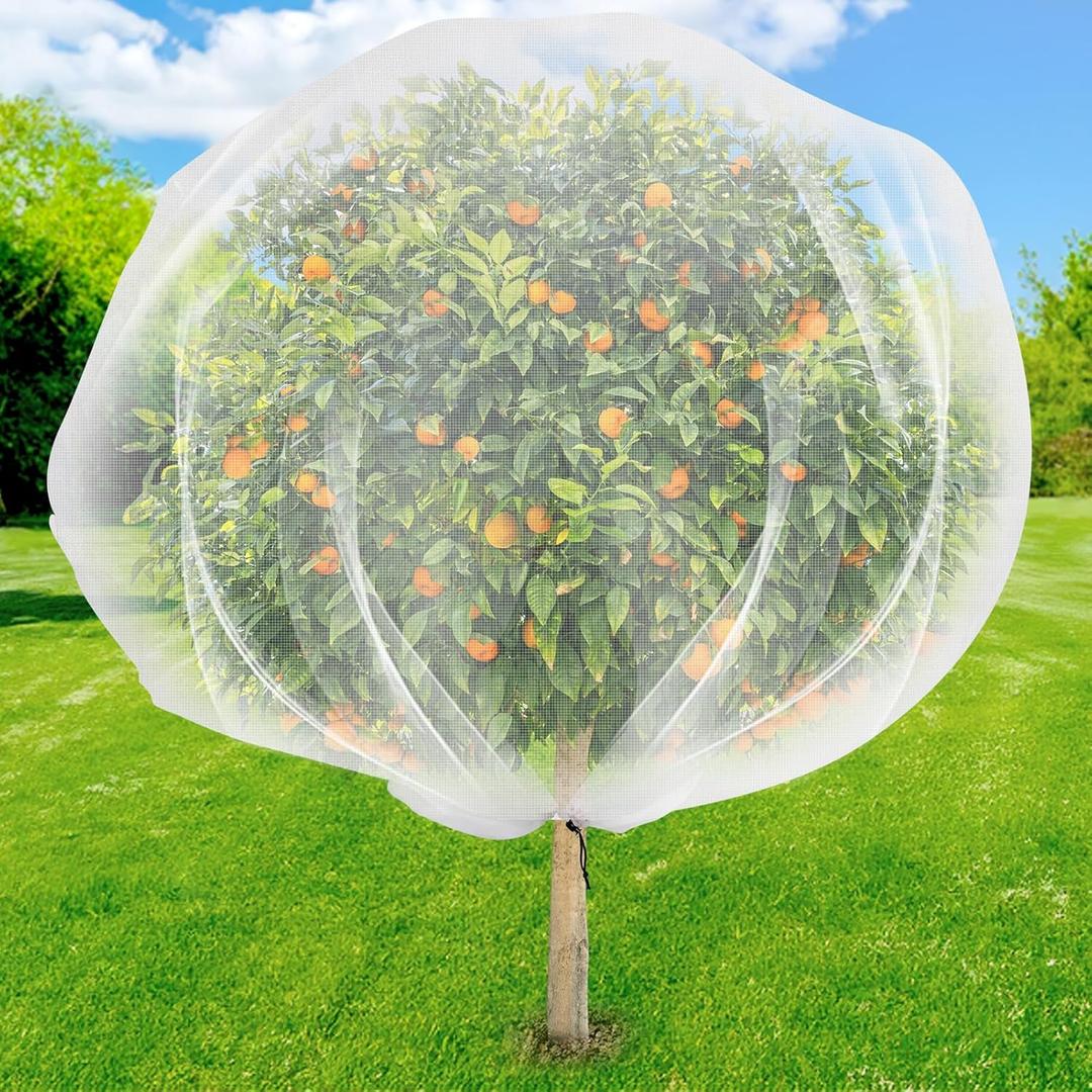 Fruit Tree Netting with Drawstring, 6.9x8.5ft Ultra-Fine Mesh Garden Insect & Bird Protection Cover, Breathable Reusable Tree Netting for Citrus, Apple, Peach & Shrubs