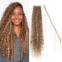 Boho Goddess Locs Crochet Hair: 8 Packs Pre Looped Bohemian Faux Locs Crochet Hair Extensions for Black Women, 24 Inch with 3 Curls (24 Inch, OT30/27#, 8 Packs)