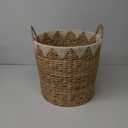 Medium Handmade Cattail Leaf Basket - Natural, Eco-Friendly & Durable - Perfect for Decoration, Storage, Potted Plant Cover/Cachepot or Gifting, 14" Diameter & 14"Tall