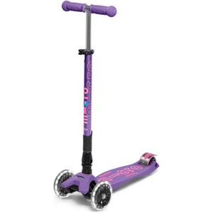 Micro Kickboard Maxi Foldable LED Kids Scooter, Ages 5-12, Up to 110lbs, Purple
