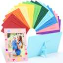 Jecery 100 Pcs Picture Frame Bulk for Kid Art Work Paper Picture Frame Craft 4 x 6 Inch Paper Photo Cards with 12 Stickers for DIY Classroom Crafts Graduation Mother's Day Birthday Gift