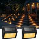 XLUX Solar Lights for Steps Decks Pathway Yard Stairs Fences, LED lamp, Rainproof, Black Metal Housing, 2 Pack(Warm Light)