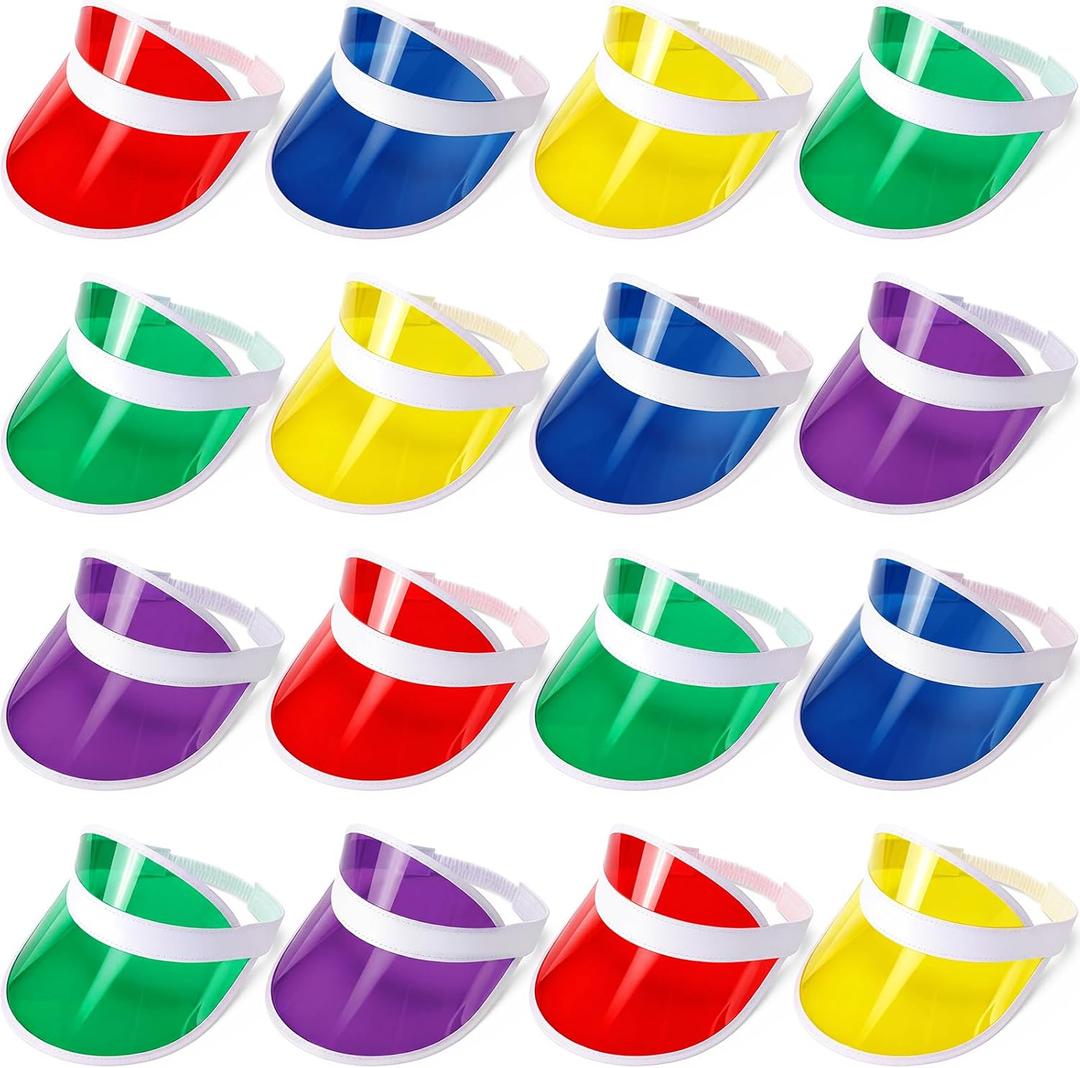 Tarpop Poker Visors Hats Bulk Casino Bingo Visor Casino Dealer Clear Plastic Sun Golf Hats for Women Men, 16 Pack